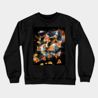 Galaxy Sloth Eating Pizza Taco In Space Crewneck Sweatshirt